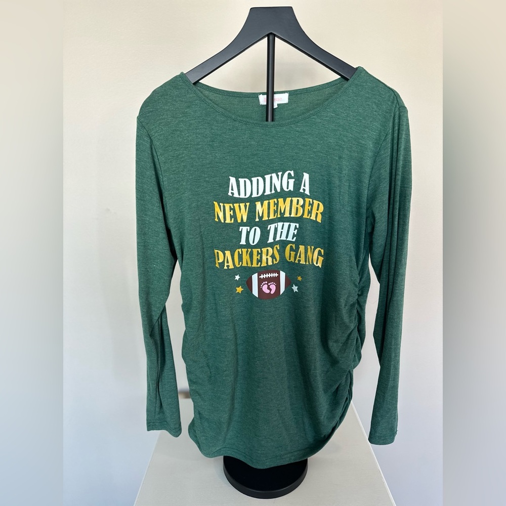 Green Packers Gang Long Sleeve Maternity Shirt